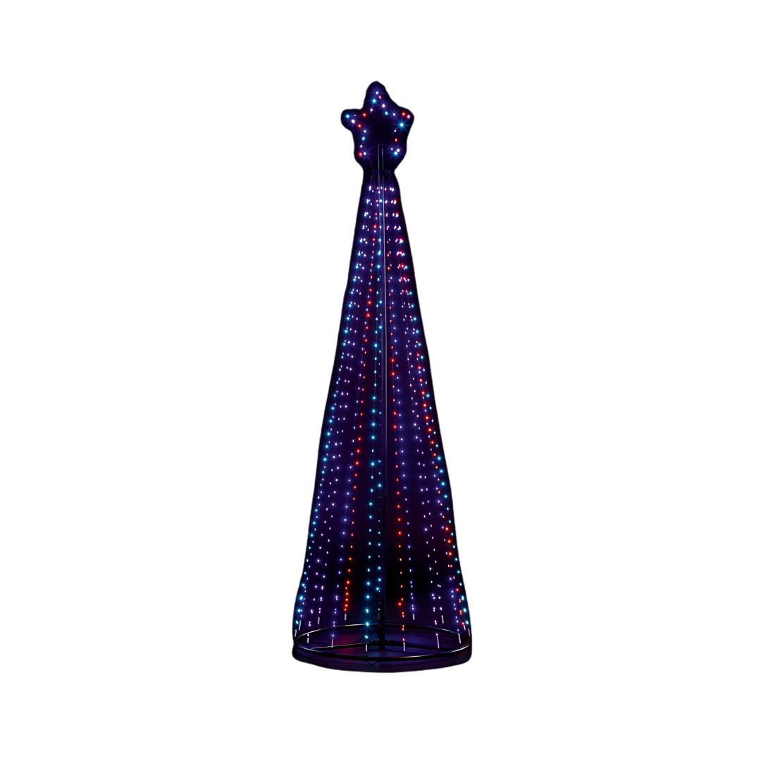 Premier Black Pyramid Tree 595 Rainbow LEDs 2.1m