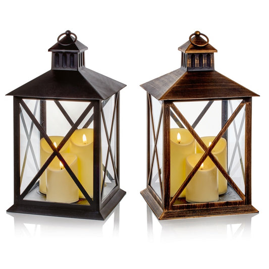 Premier Lantern With 3 Flickabright Candles 40cm